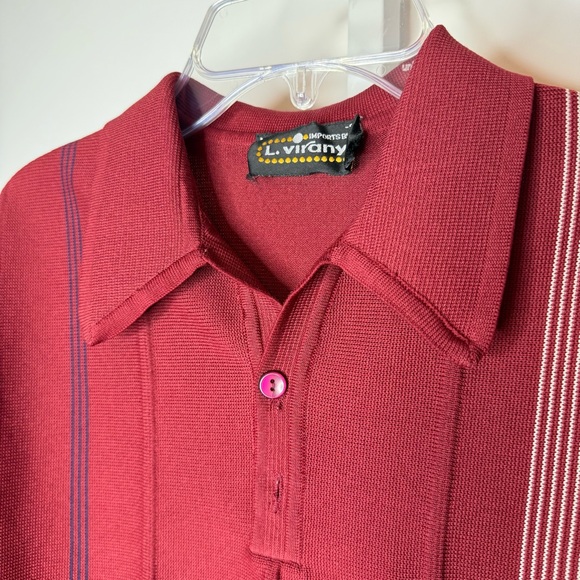 Men's Size Small Vintage Stripped Long Sleeve Ban-Lon Style Shirt by L. Virany - Picture 4 of 5